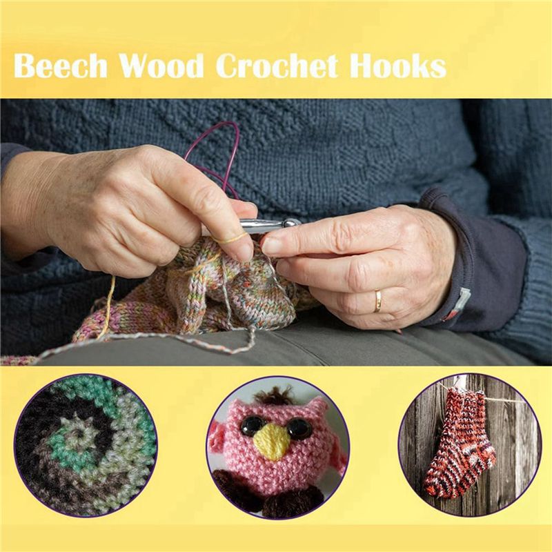 ABJI-40Pcs Wood Crochet Hooks  - Wooden Crochet Hooks Ergonomic Handle review and price